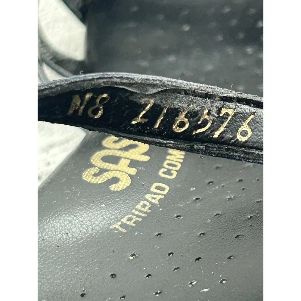 SAS Shoes Womens Size 8.5M Black Leather Tripad Comfort Sandals Made USA Buckle‎